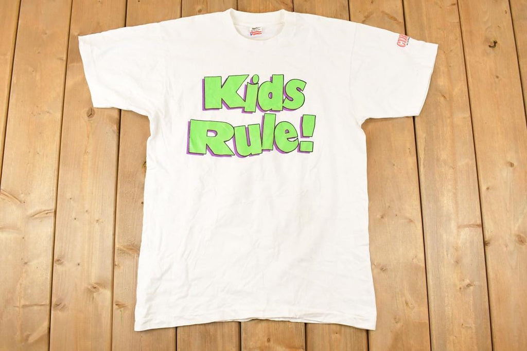 Vintage 1990s Kids Rule Souvenir Cartoon T-Shirt Men's M