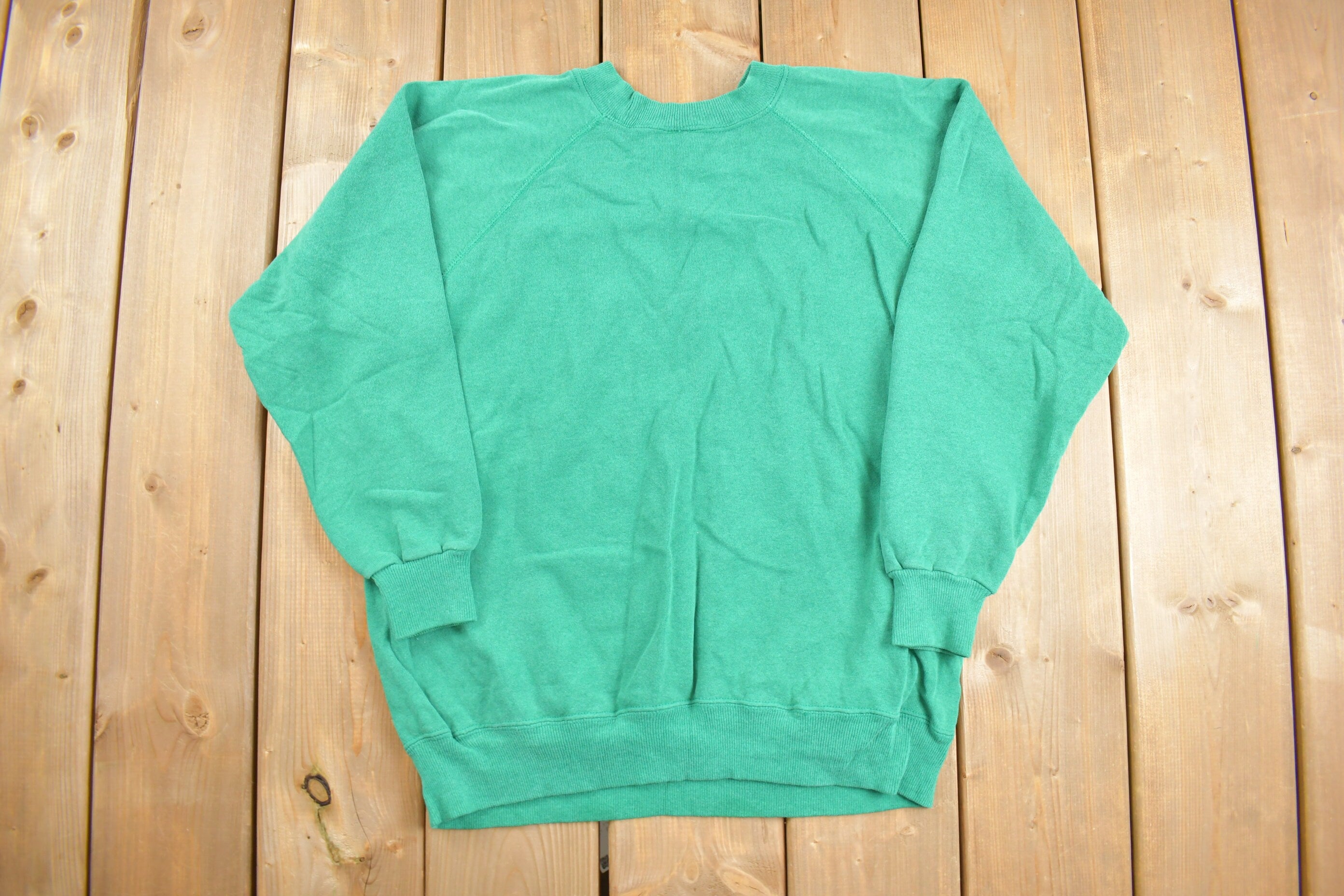 Vintage 1980s Green Raglan Crewneck Sweatshirt