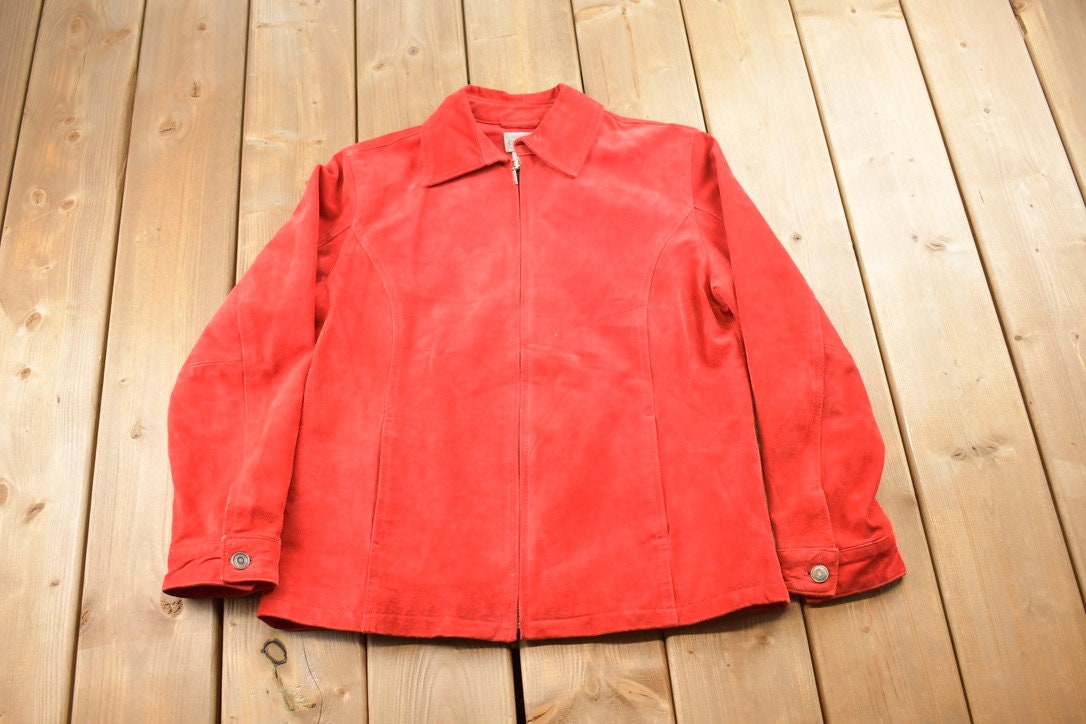 Vintage 1990s Chico's Red Suede Jacket