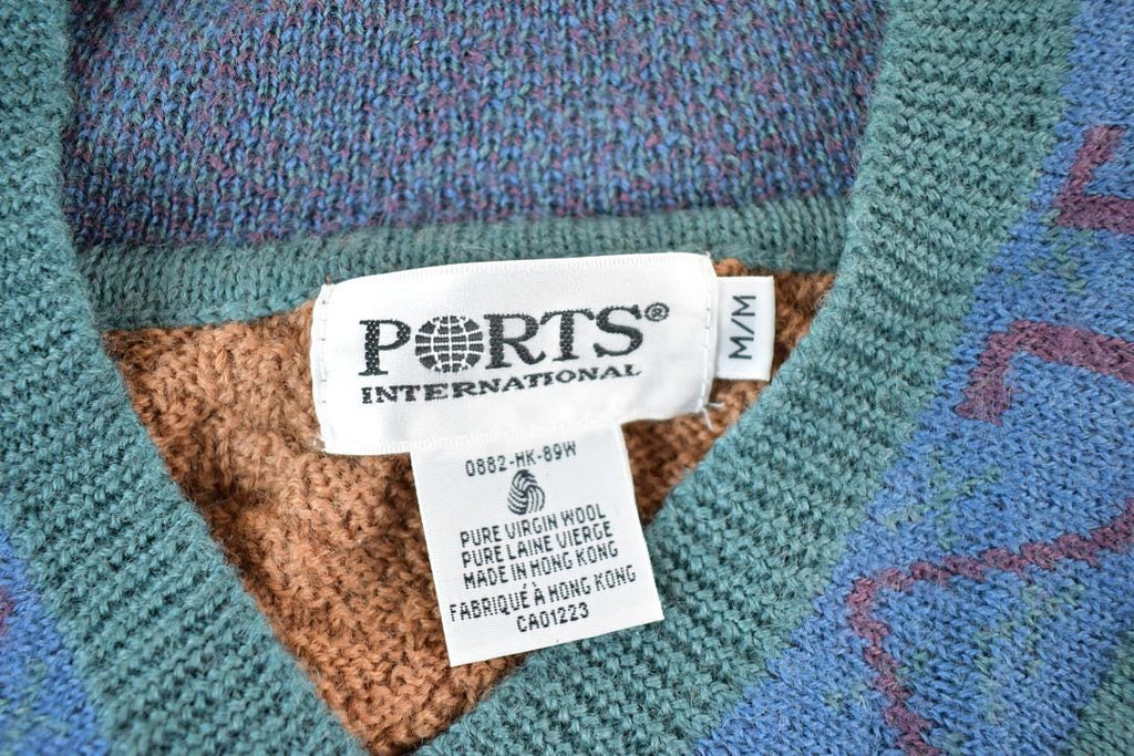 Vintage 1980s Ports International Wool Cable Knit Sweater Mens M