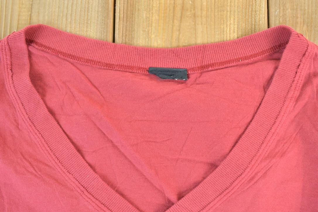 Women Vintage Vigoss Y2K Blank Red T-Shirt / Vigoss Grunge Skull Print / Contrast Stitch / Internet Famous Clothing / Over Dyed