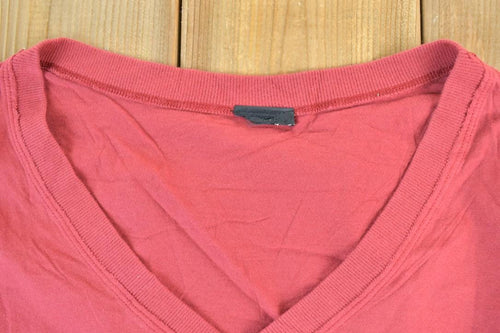 Women Vintage Vigoss Y2K Blank Red T-Shirt / Vigoss Grunge Skull Print / Contrast Stitch / Internet Famous Clothing / Over Dyed