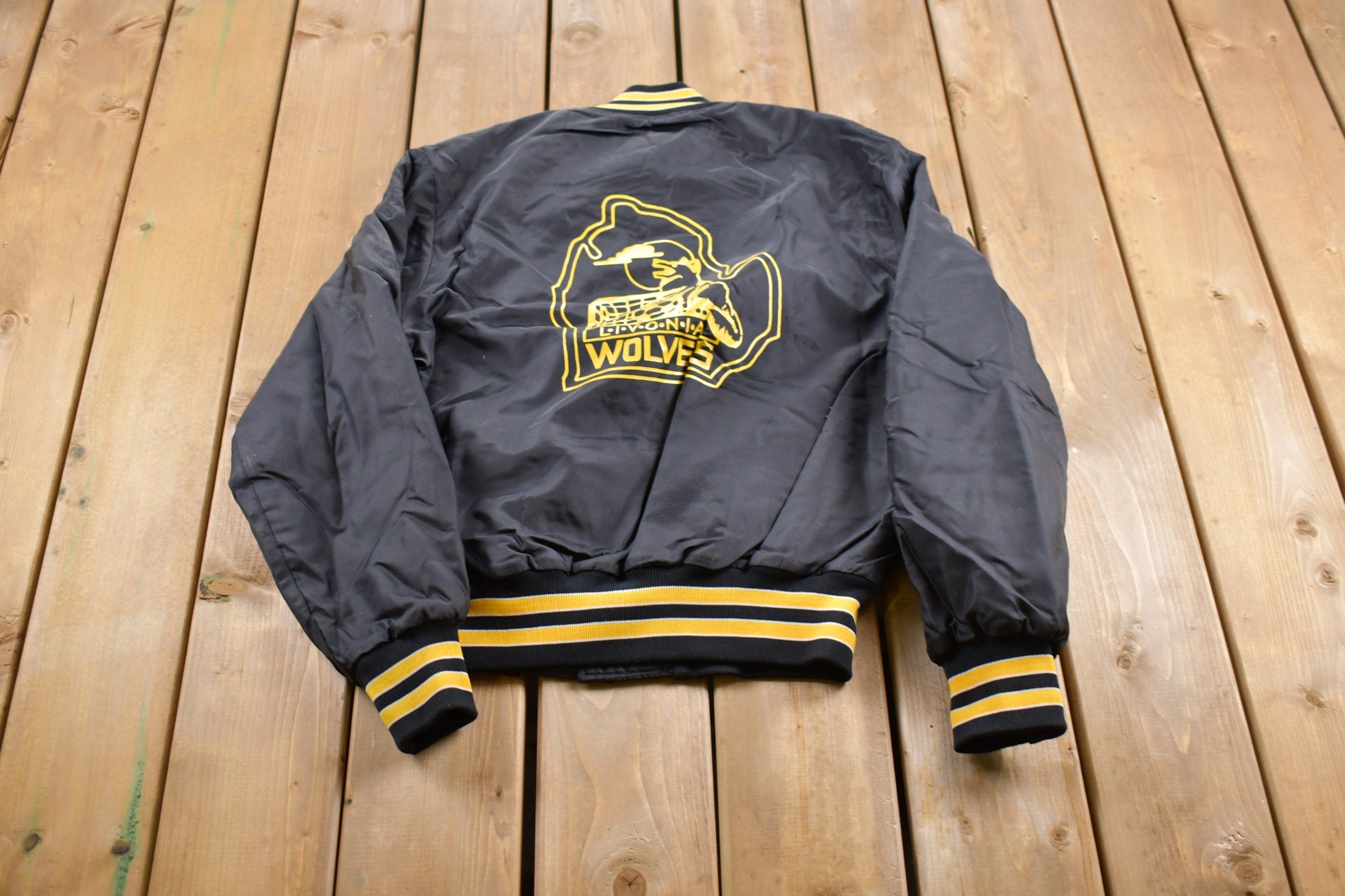 Vintage 1990s Holloway Livonia Wolves Bomber Jacket