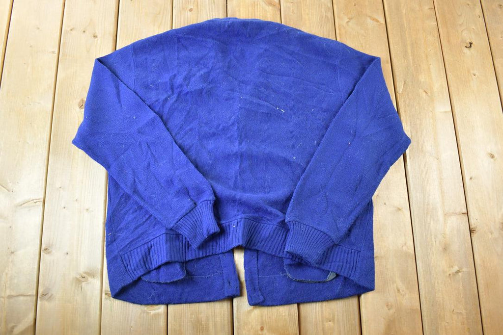 Vintage 1970s Orlon Camous Knit Perfect Mild Distress Cardigan Sweater Made In USA