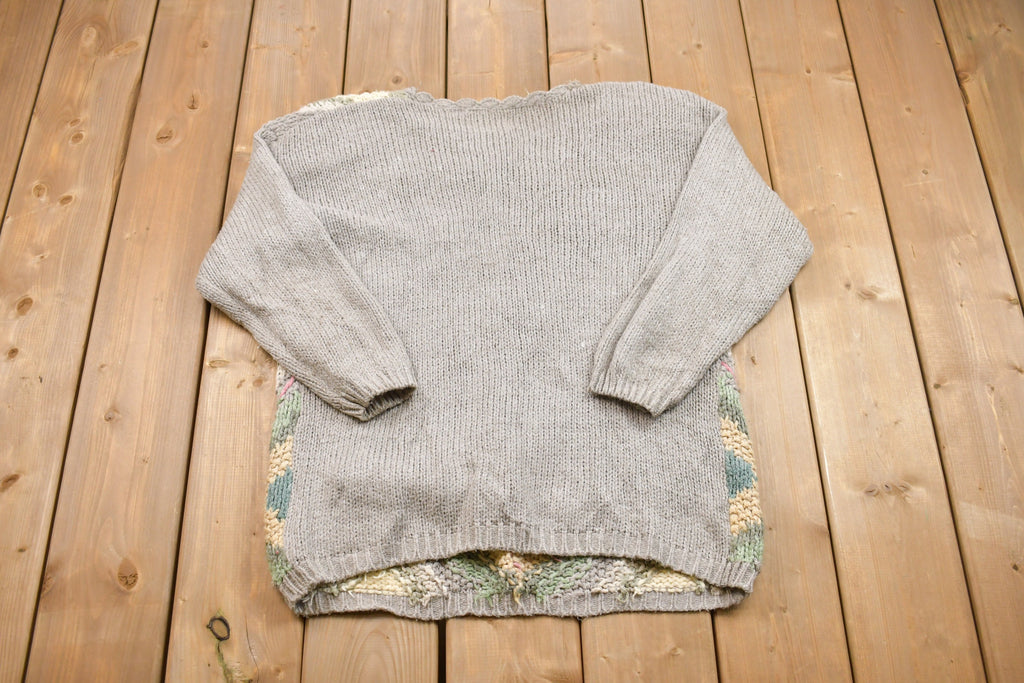 Vintage 1990 Shenanigans Hand Knitted Floral Sweater