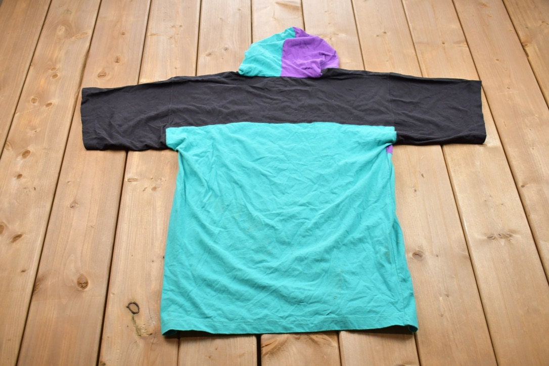 Vintage 1990s Cherokee Sport Graphic Color Block Hooded T-Shirt