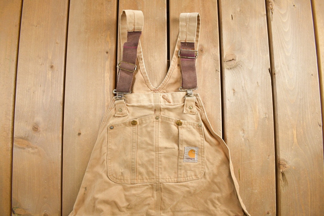 Vintage 1990s Carhartt Double Knee Canvas Overalls Size 40 x 34