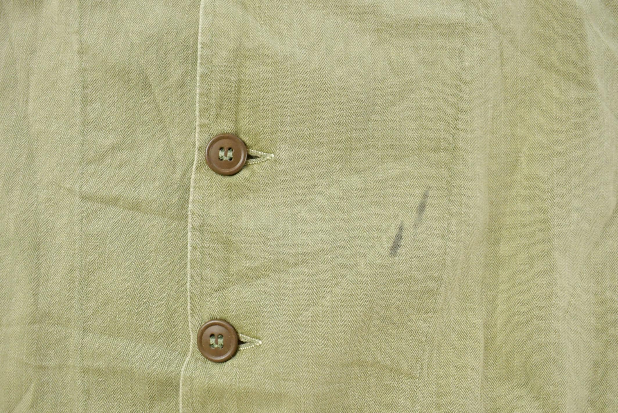 Vintage 1940s Military HBT Olive Drab Button Up Shirt Men's Medium /