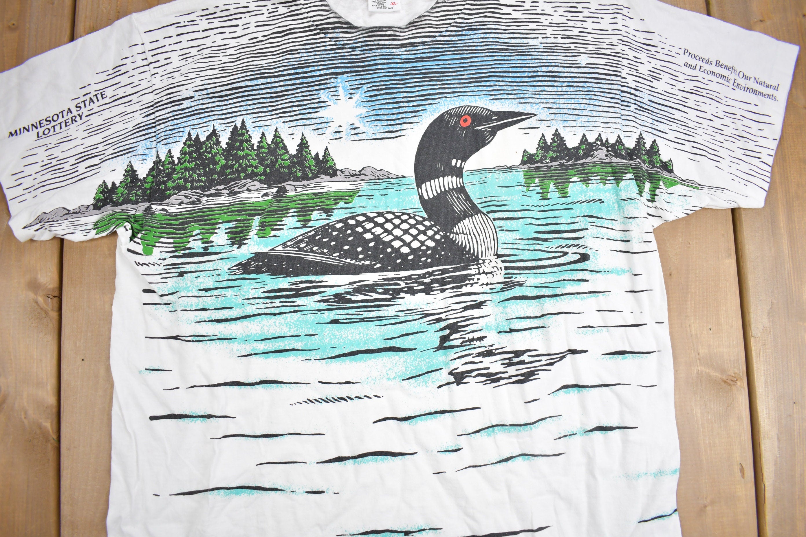 Vintage 1990s All Over Print Duck Theme T Shirt