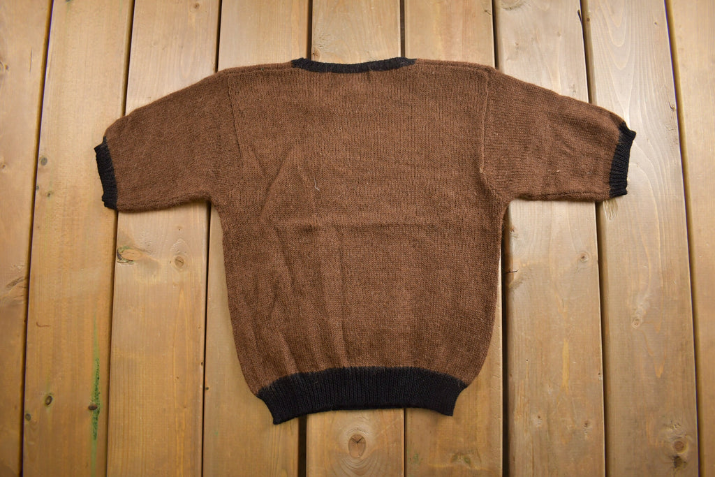 Vintage 1990s Knitted Short Sleeve Crewneck Sweater