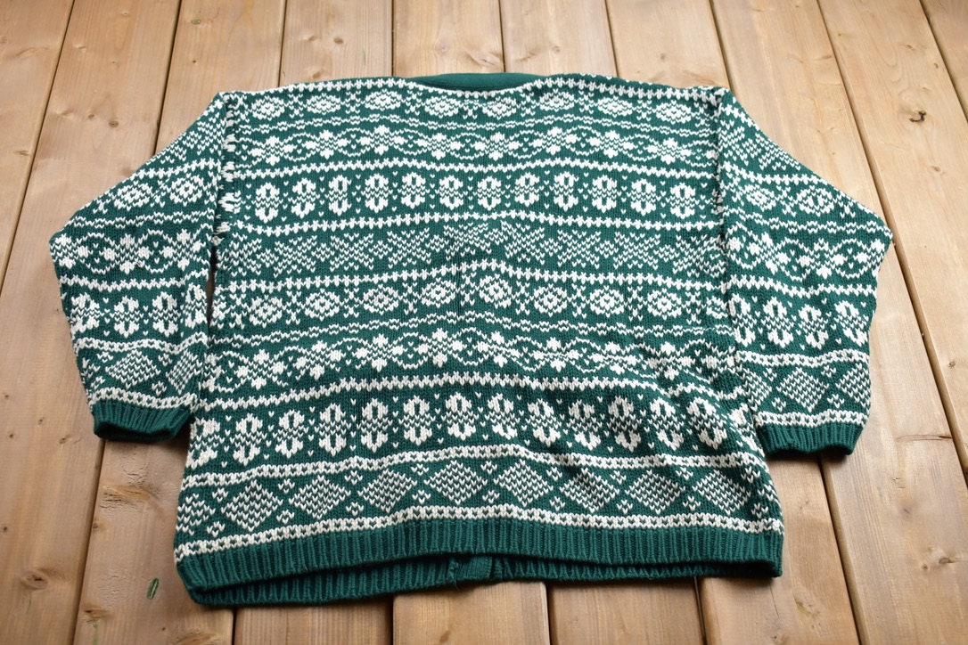 Vintage 1990s Gap Knitted Abstract Cardigan Sweater