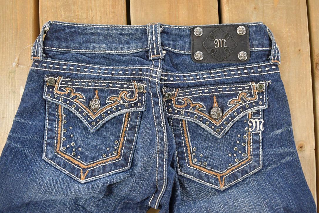 Vintage Deadstock Y2K Miss Me Bedazzled Low Rise Jeans Women's Size 26x31