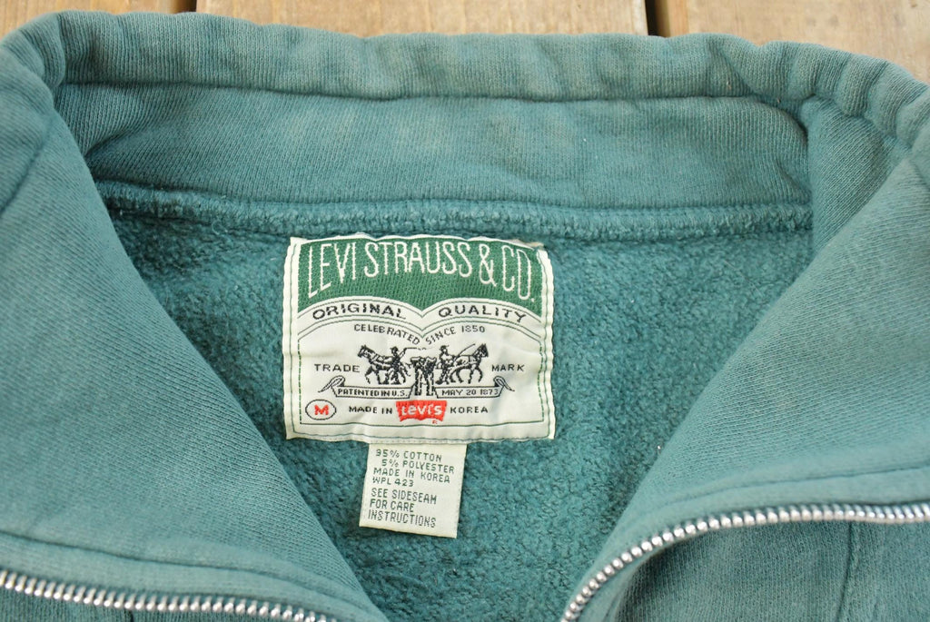 Vintage 1990s Levi's Blank Quarter Zip Sweatshirt Men's M / 90s Souvenir Sweater