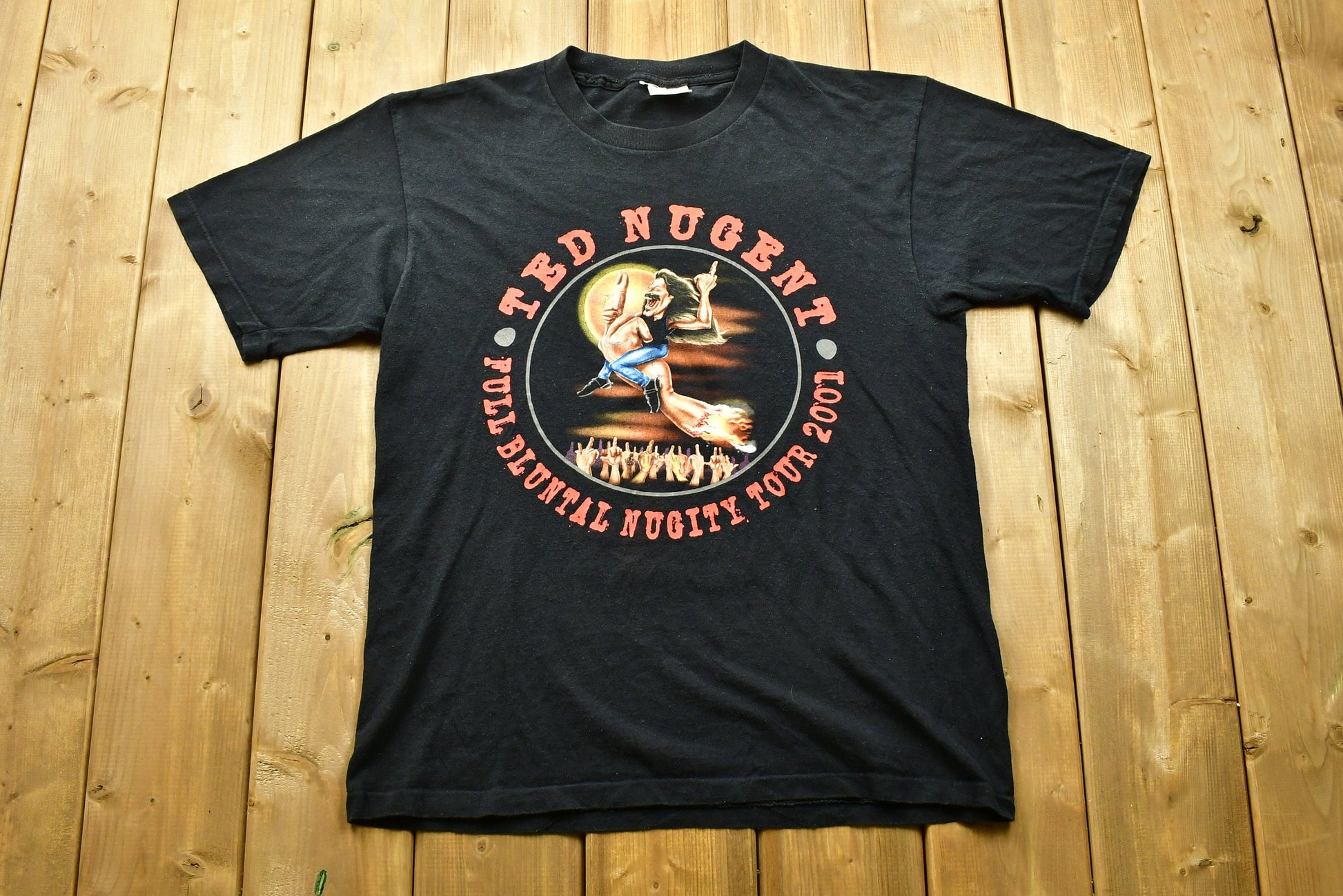 Vintage 2001 Ted Nugent Full Bluntal Nugity Tour Band T-Shirt Made in USA