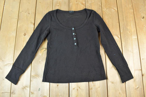 Women Vintage Vigoss Y2K Black Button Up T-Shirt / Vigoss Grunge Skull Print / Contrast Stitch / Internet Famous Clothing / Over Dyed