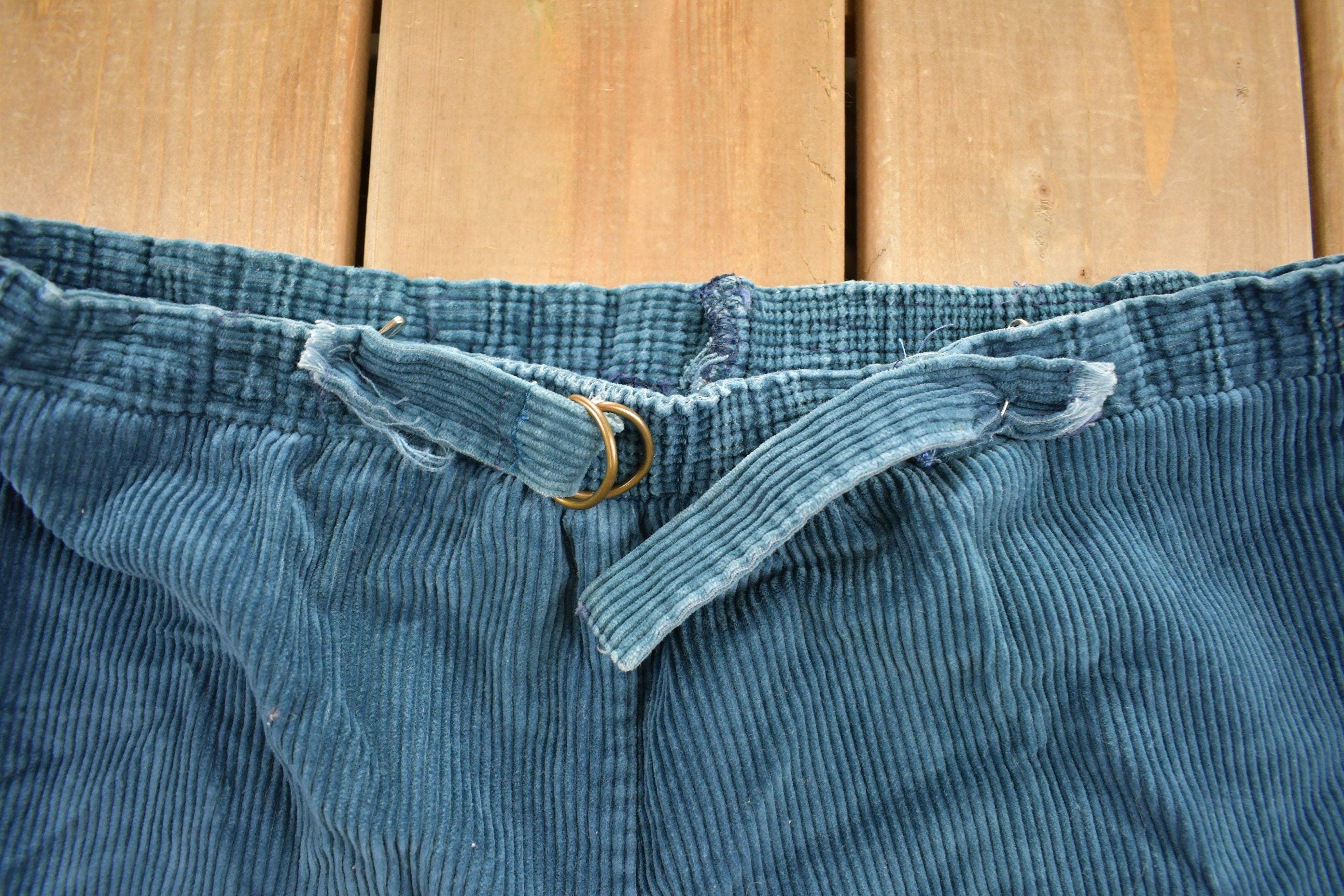 Vintage 1990s Women's Turquoise Corduroy Pants Size 28 - 32 x 26.5