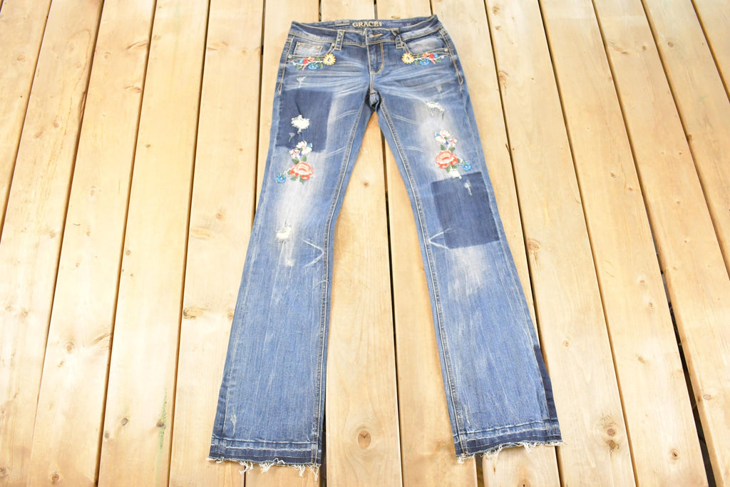 Vintage Deadstock Y2K Grace LA Bedazzled Low Rise Jeans Women's Size 27 x 32