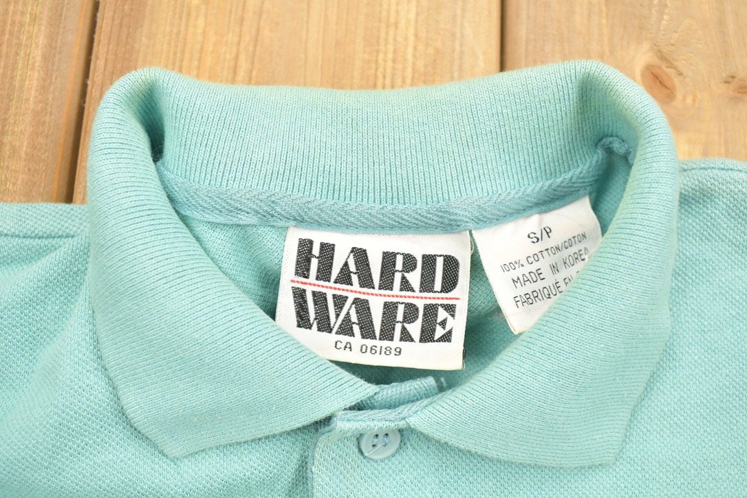 Vintage 1990s Hard Ware Turquoise Blank Heavy Quarter-button Sweatshirt