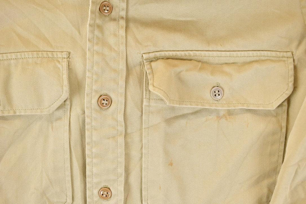 Vintage 1990s Tan Heavy Cotton Button Up Shirt Mens M