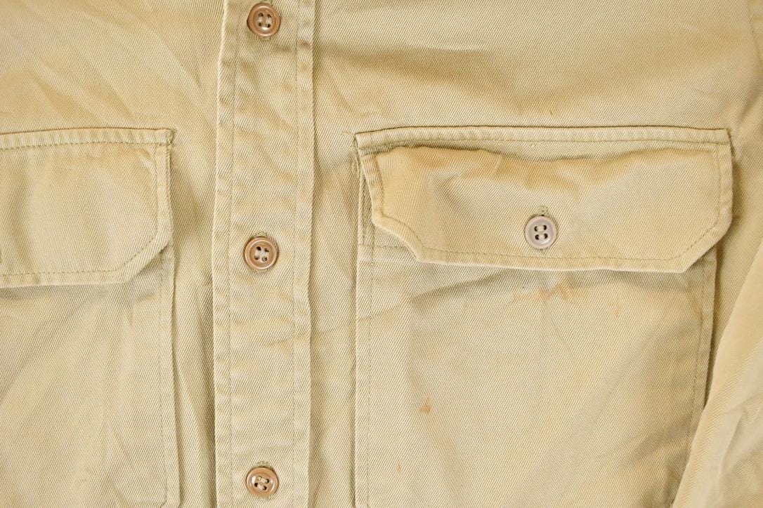 Vintage 1990s Tan Heavy Cotton Button Up Shirt Mens M