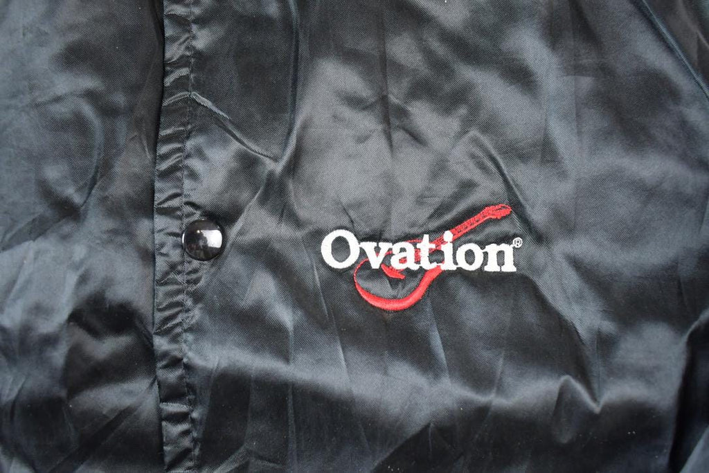 Vintage 1990s Ovation Guitars Embroidered Snap Button Satin Jacket Made In USA