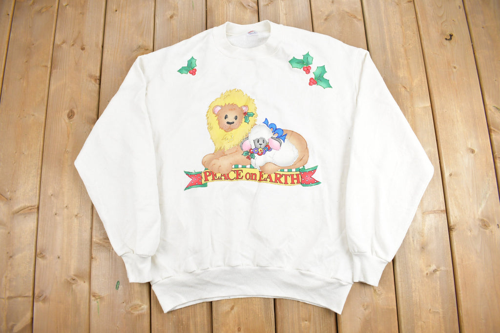 Vintage 1990s Cute Peace on Earth Crewneck Sweater