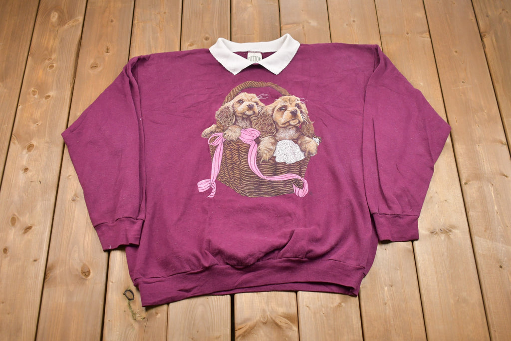 Vintage 1990s Cotton Grove Cute Dogs Collared Crewneck