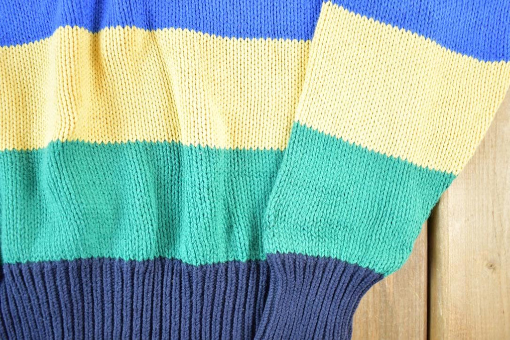 Vintage 1990s LL Bean Knit Striped Crewneck Sweater Made In USA