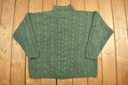 Vintage 1990s Forest Green Cable Knit Crewneck Sweater