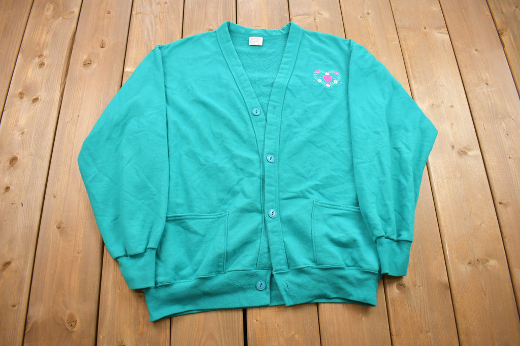 Vintage 1990s Love Hearts Button Up Cardigan Sweater