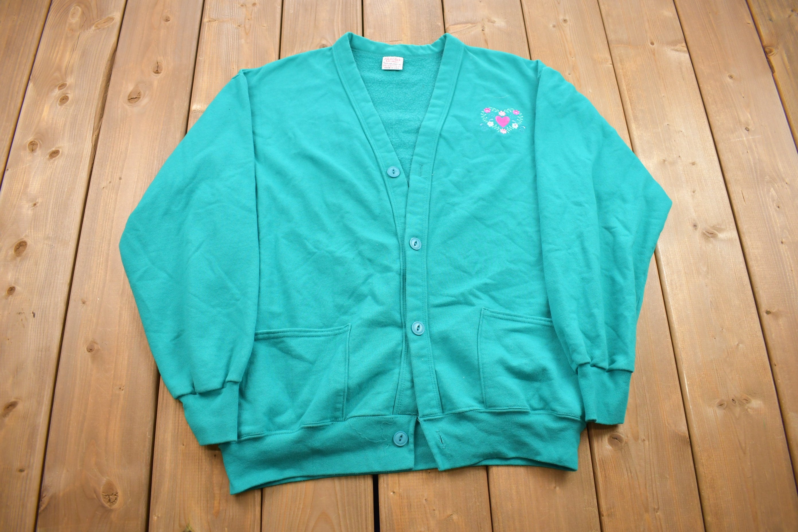 Vintage 1990s Love Hearts Button Up Cardigan Sweater