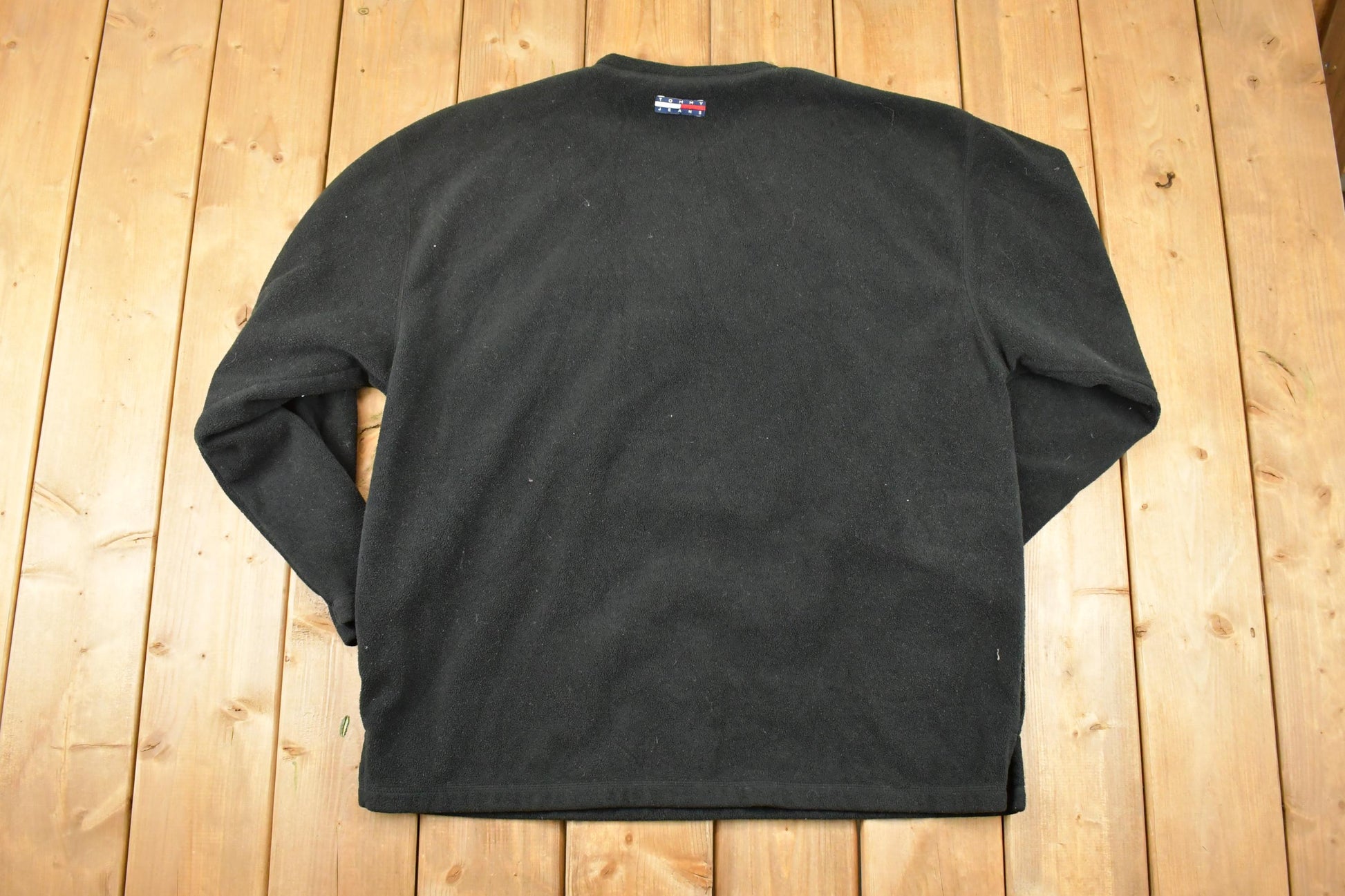 Vintage 1990s Tommy Jeans Fleece Outdoorsman Srtip Logo Sweater Mens XL