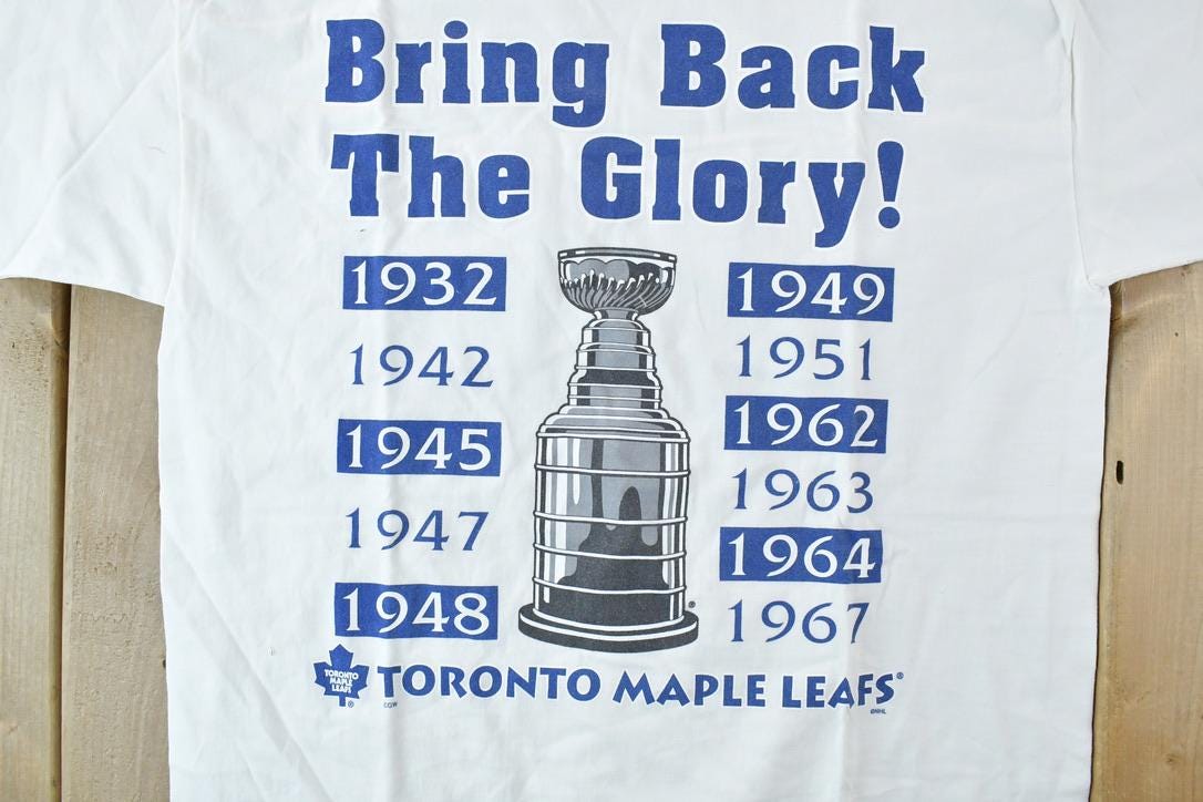 Vintage 1990s Toronto Maple Leafs Bring The Glory Back Stanley Cup NHL Graphic T-Shirt