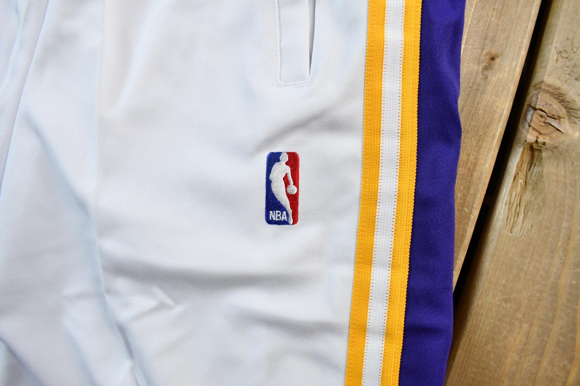 Vintage Deadstock Y2K Hardwood Classics LA Lakers NBA Basketball Embroidered Warmup Jacket & Shorts Set