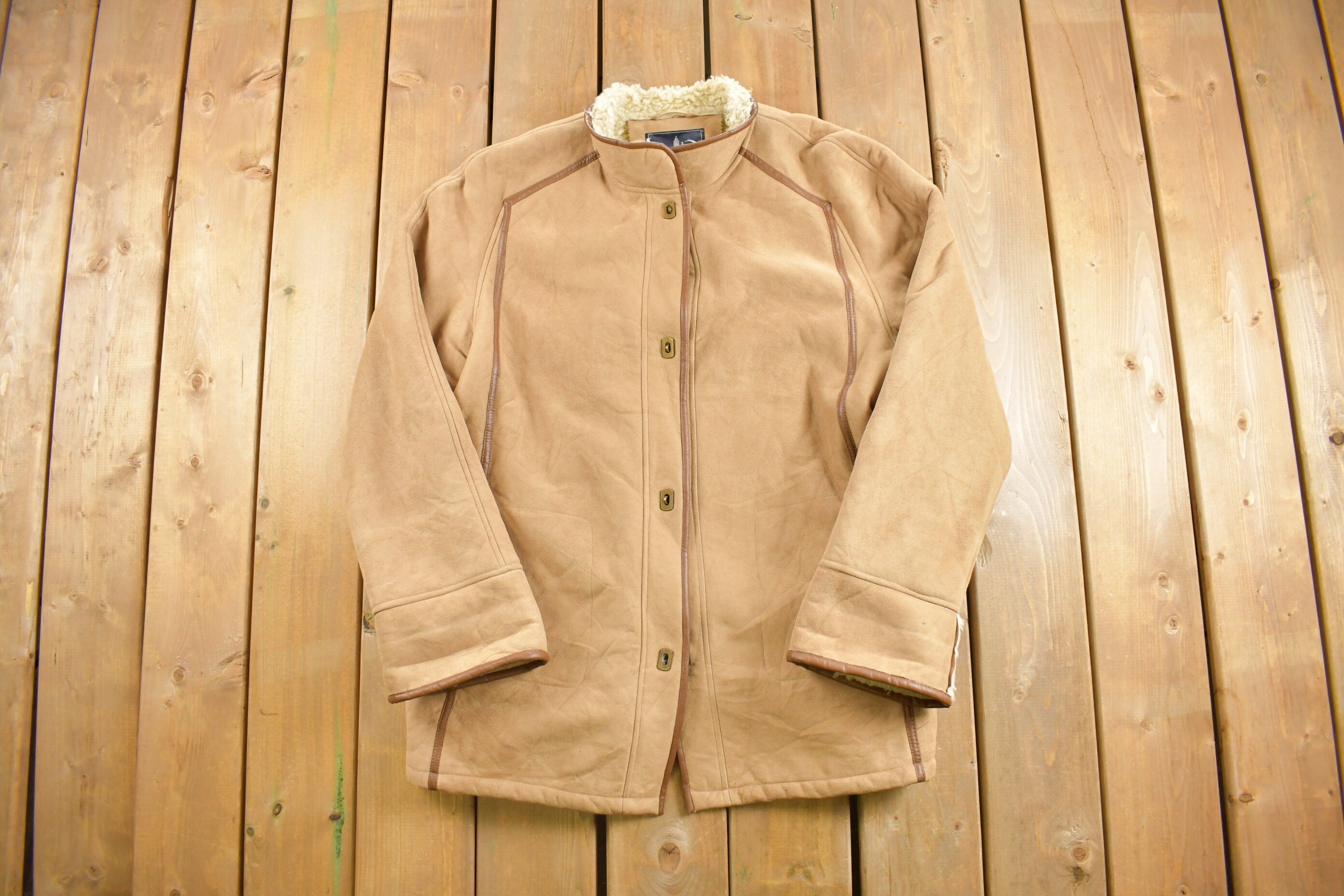 Vintage 1980s London Fog Faux Lambskin Sheerling Leather Jacket