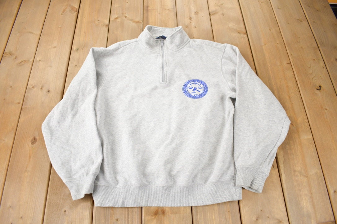Vintage Y2K Buffalo Law School Collegiate Quarter Zip Sweater Size Small