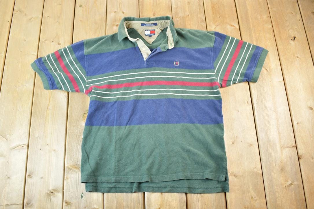 Vintage 1990s Tommy Hilfiger Quarter Button Up Polo Style Shirt