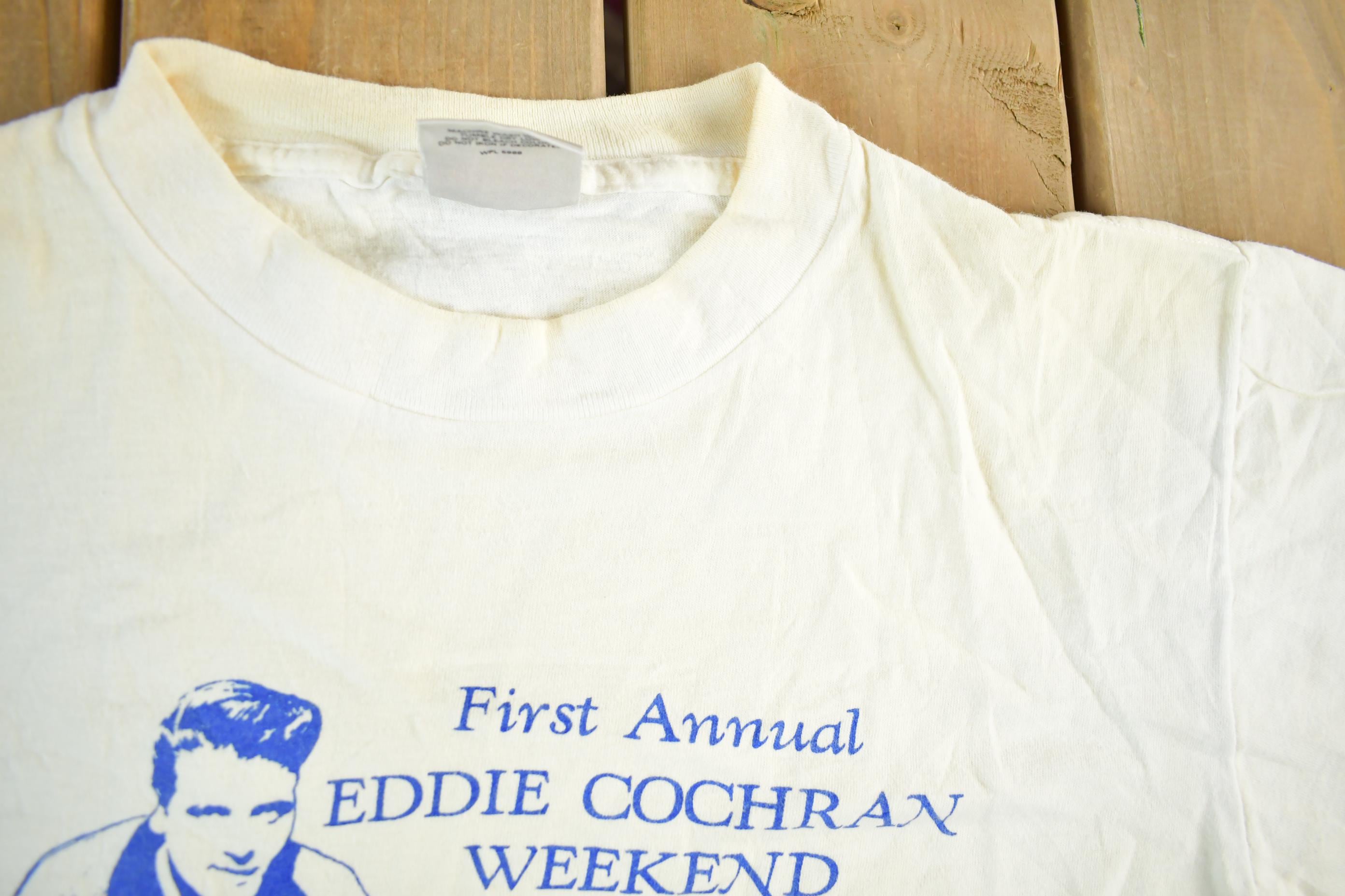 Vintage 1990s Eddie Cochran Graphic T-Shirt Men's Medium  Vintage Country Music Tee  Large Print Graphic T-Shirt