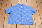 Vintage 1990s Cricket Lane Collection Denim Floral Button Up Shirt
