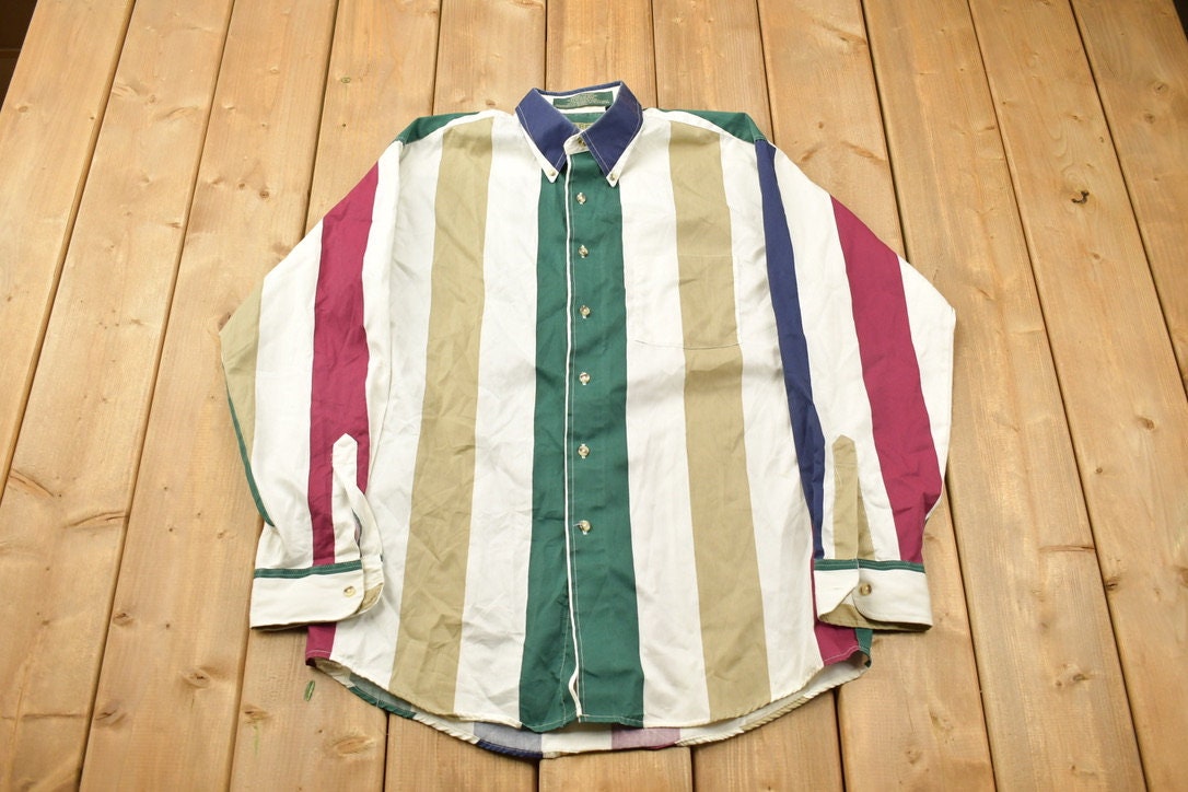 Vintage 1990s Colorful Reed James Button Up Shirt 1990s Button Up Vintage Flannel