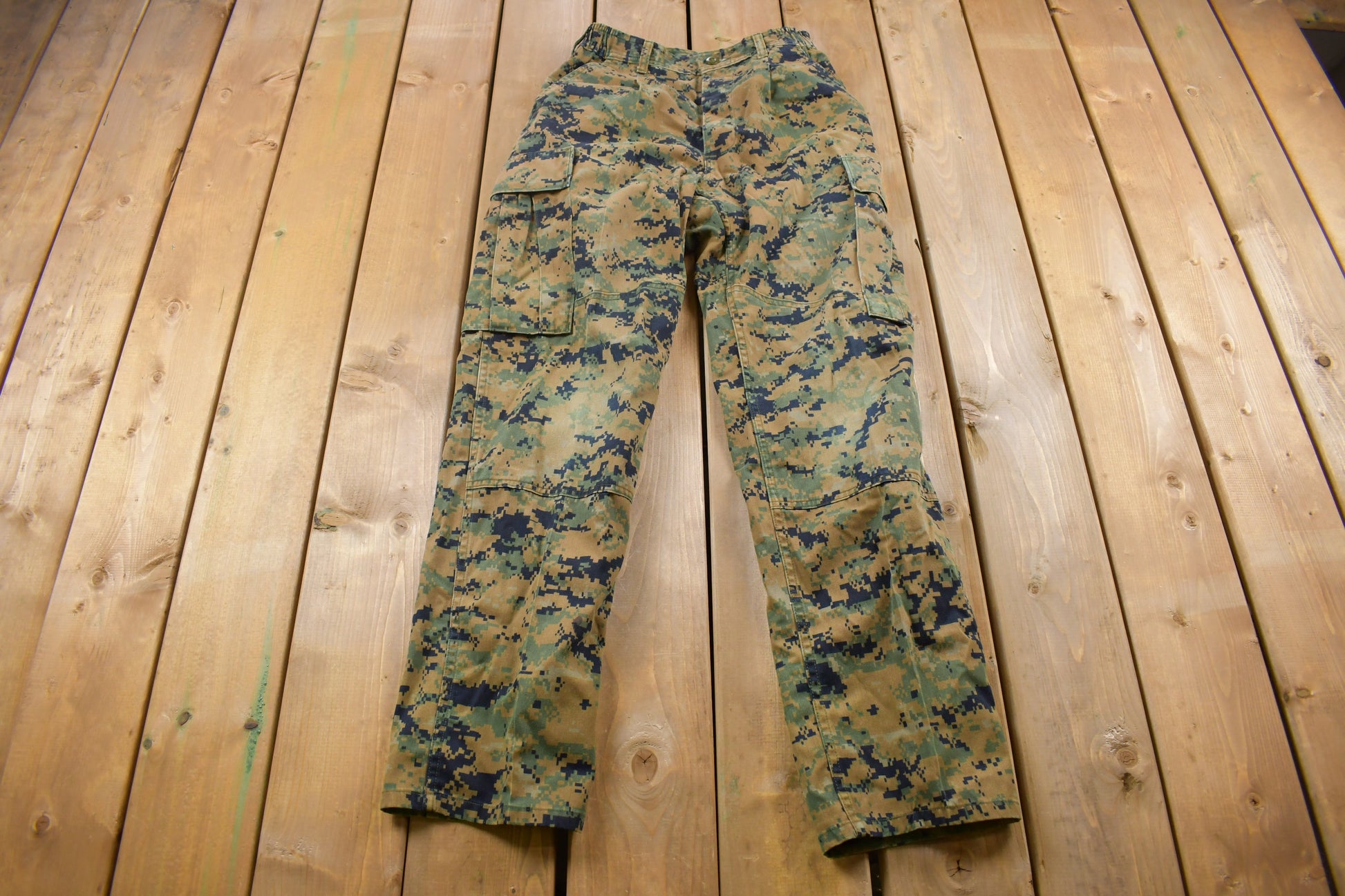 Vintage Military Digital Woodland Camouflage Cargo Pocket Pants 28 x 32