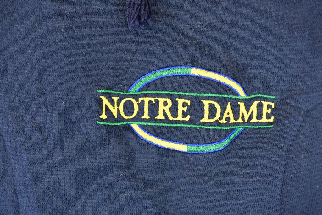 Vintage 1990s Champion Notre Dame University Quarter Zip Hoodie Sweater Men's M