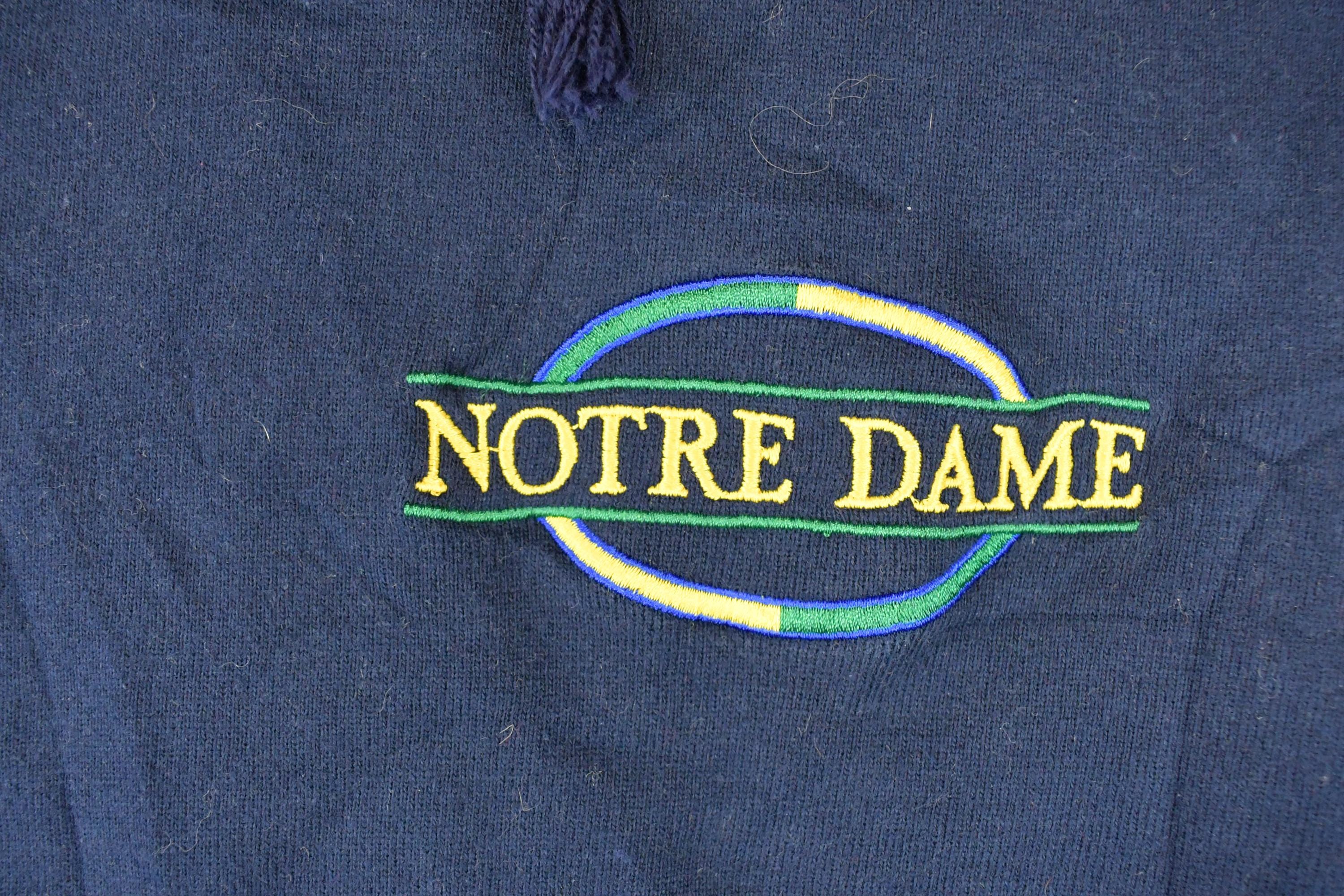 Vintage 1990s Champion Notre Dame University Quarter Zip Hoodie Sweater Men's M