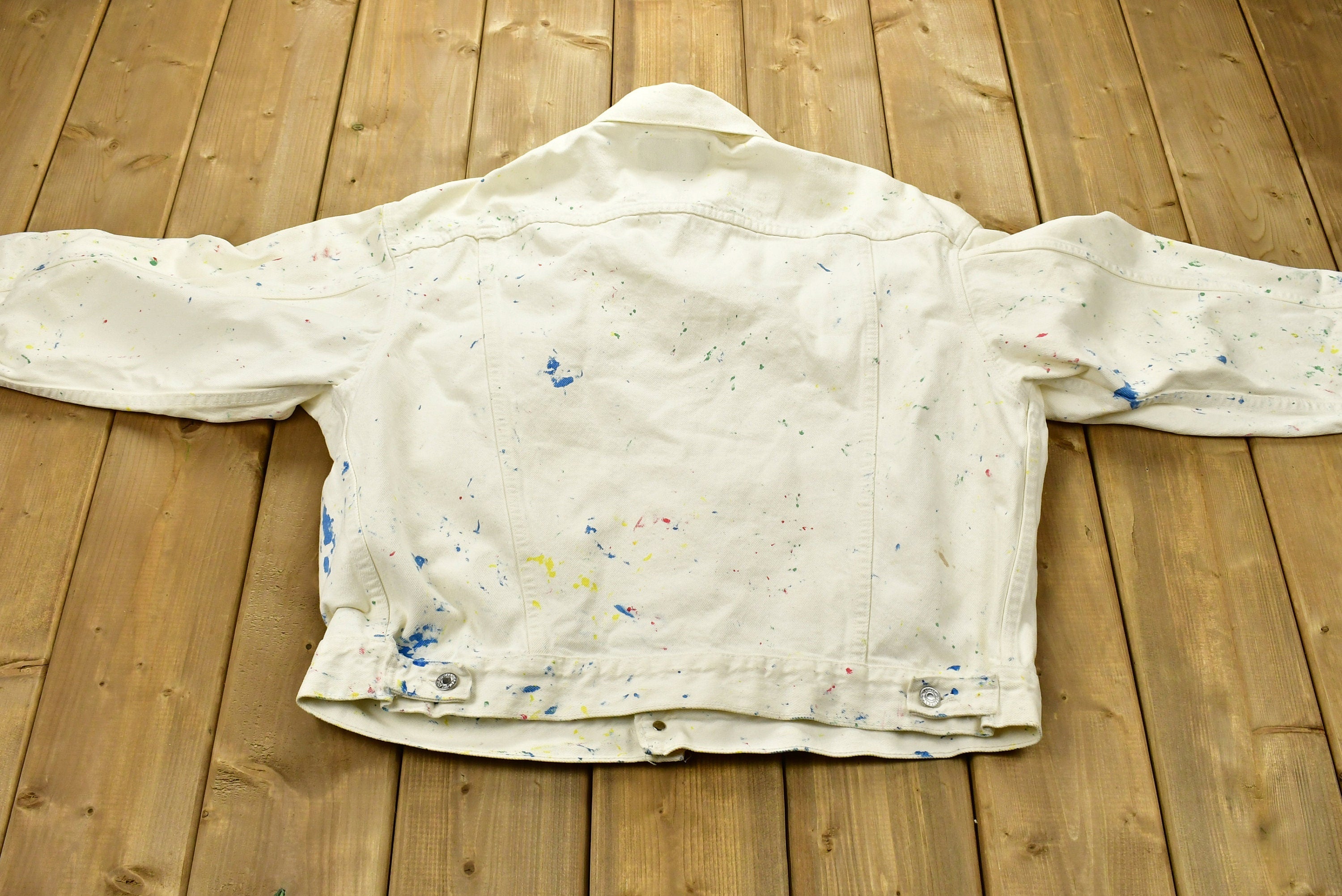 Vintage 1990s Levi's Confetti Painted Denim Jean Jacket