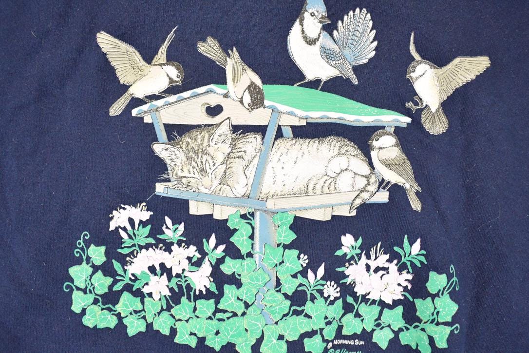 Vintage 1990s Morning Sun Blue Jays Graphic Print Double Collar Crewneck Sweatshirt Women's XXL