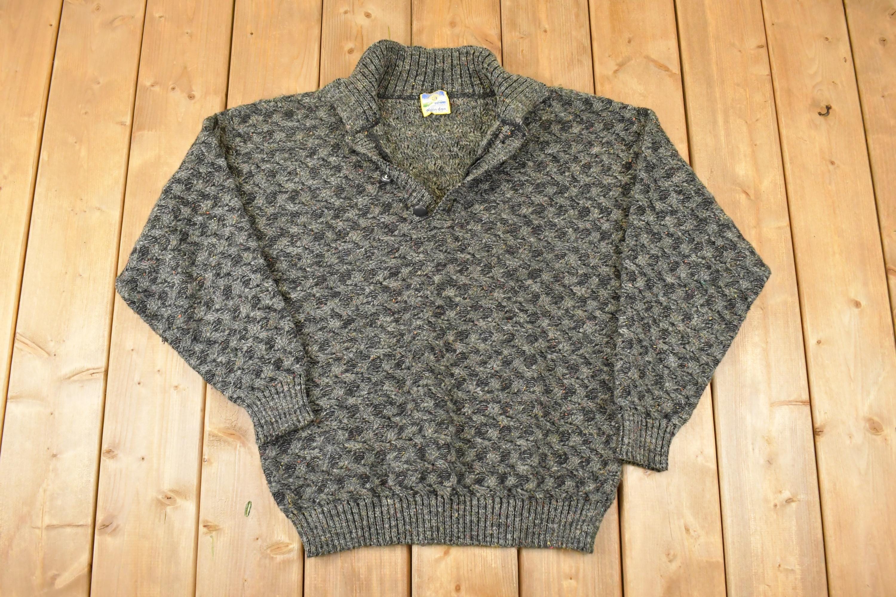 Vintage 1990s Alain Dan Knit Quarter Button Sweater Mens L