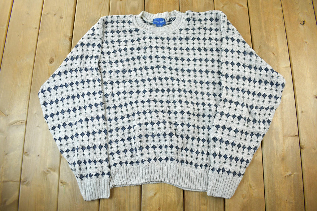 Vintage 1990s Towncraft Knit Abstract Pattern Crewneck Sweater Men's Large  Made In USA  90s Crewneck  Preppy Knits