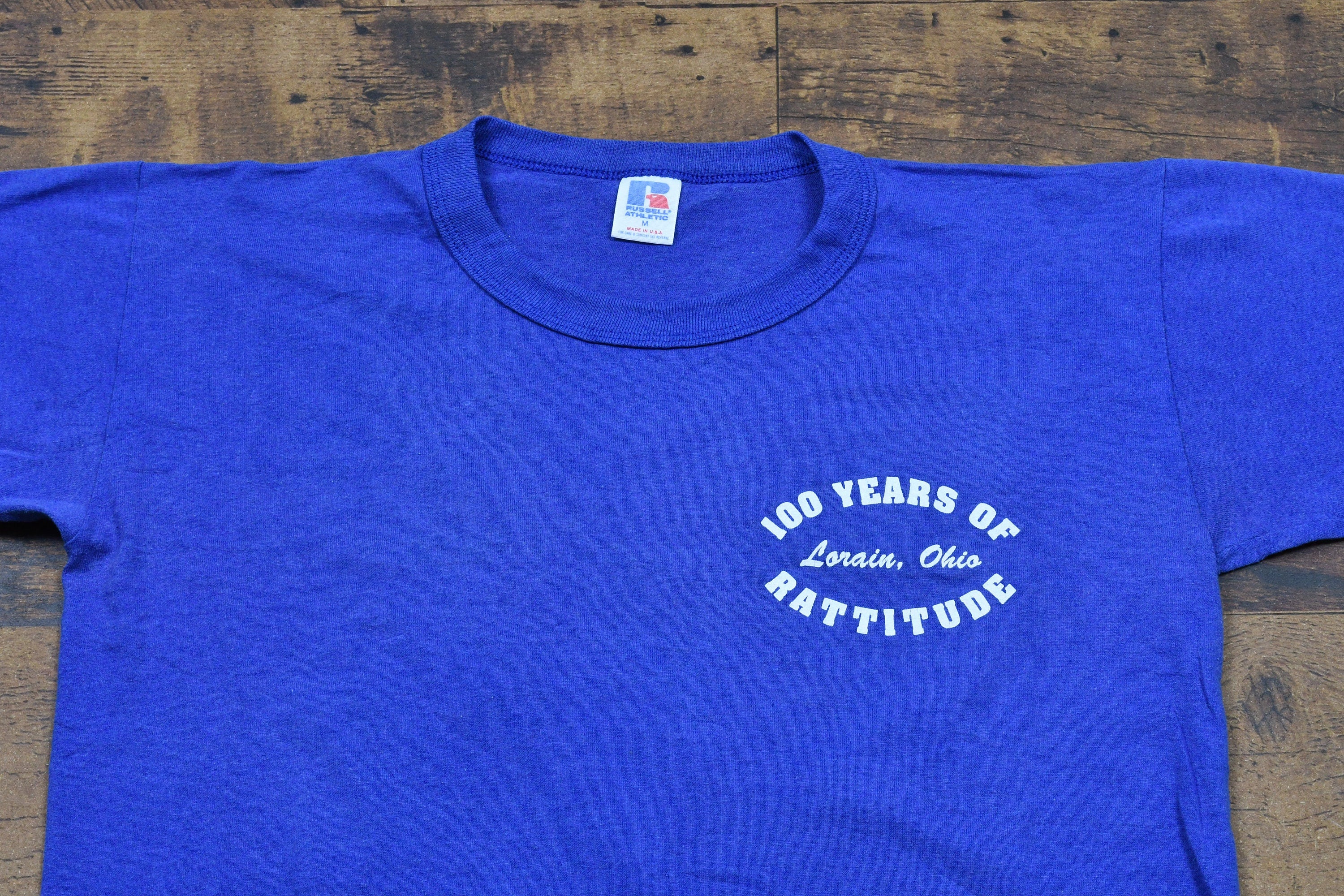 Vintage 1995 Russell Athletic Vintage 100 Years Of Rattitude Single Stitch T-Shirt