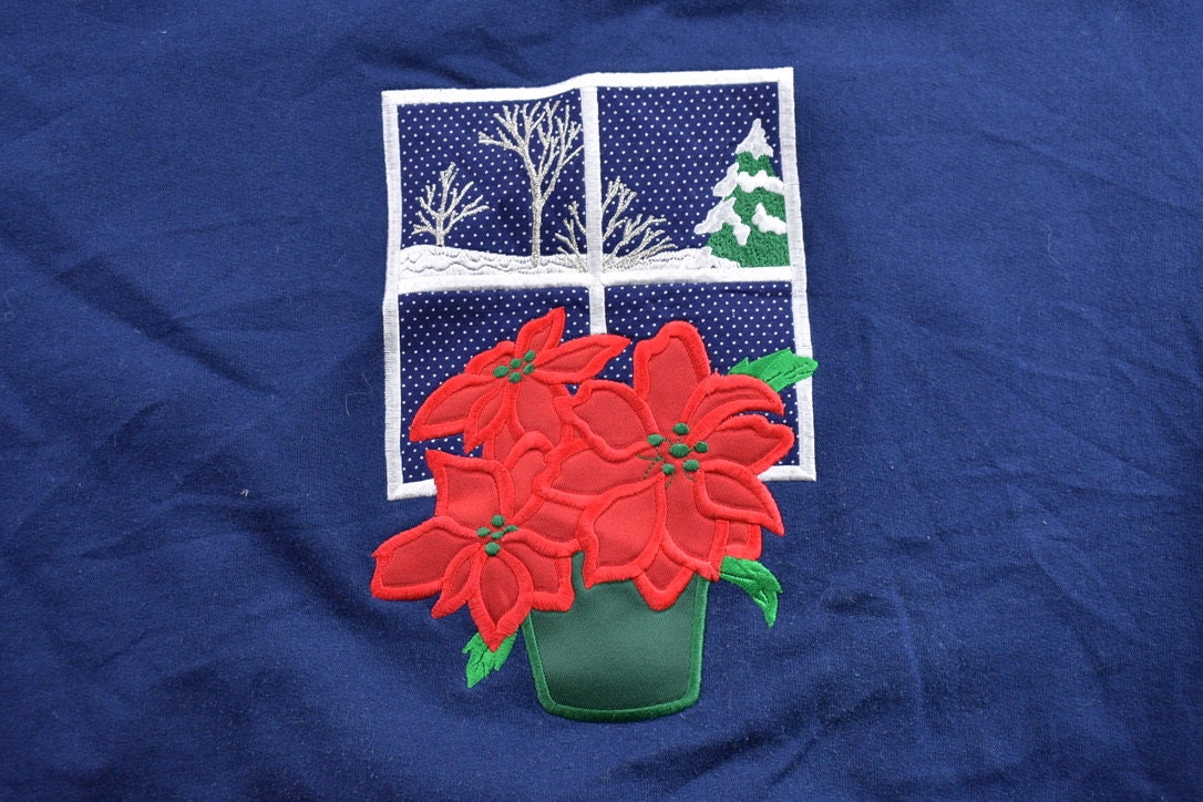 Vintage 1990s Winter Theme Floral Crewneck Sweater