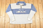 Vintage 1990s Alaska Polar Bear Quarter Zip Graphic Print Sweatshirt Mens L